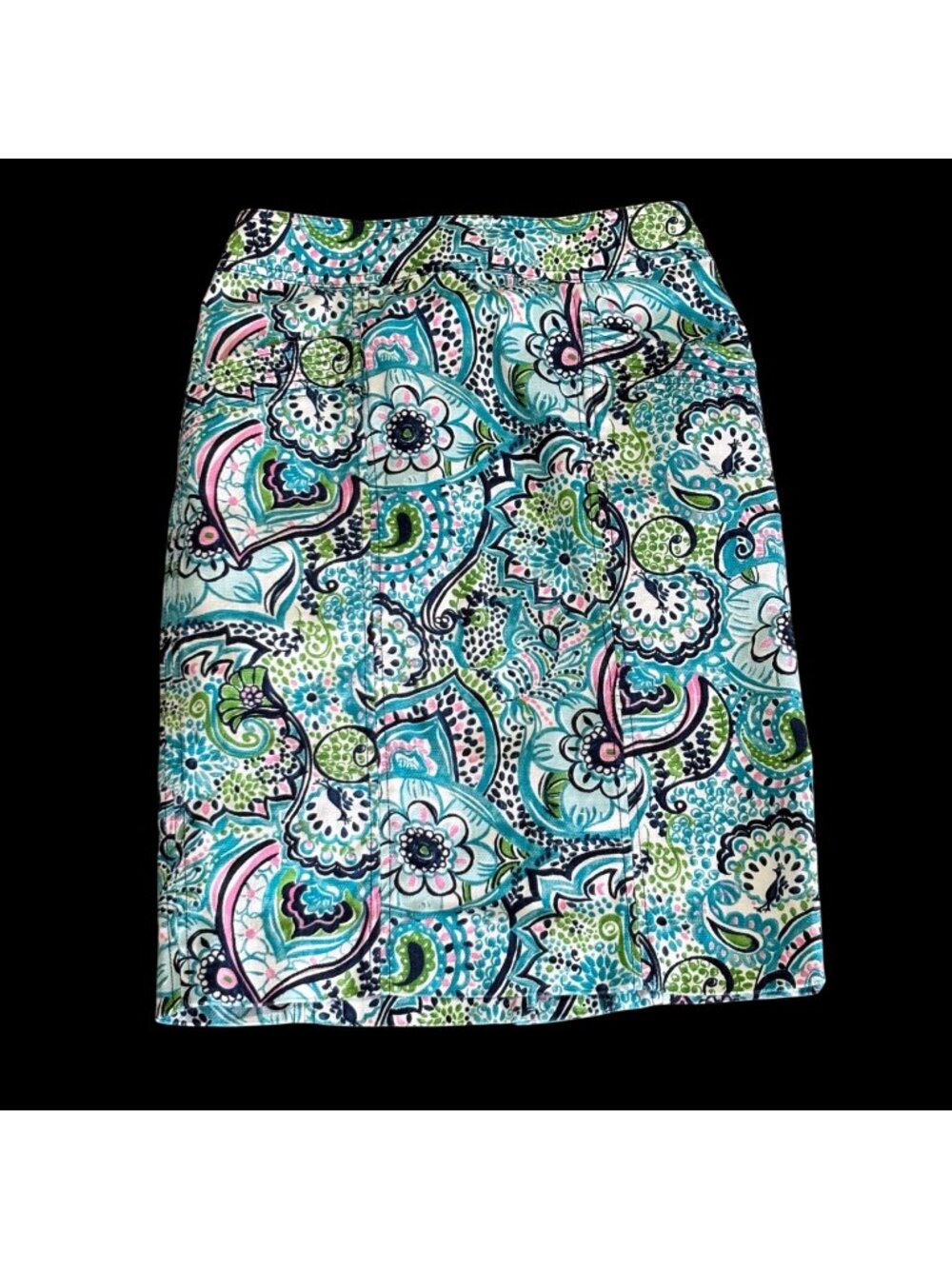 Lilly Pulitzer Multicolor Floral Print Pencil Skirt Size 2 Peacock Paisley